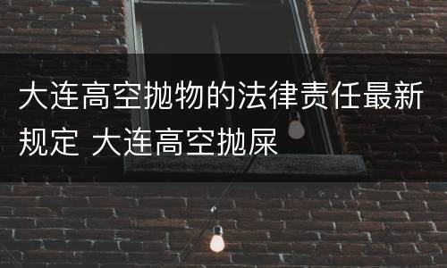 大连高空抛物的法律责任最新规定 大连高空抛屎