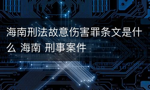海南刑法故意伤害罪条文是什么 海南 刑事案件