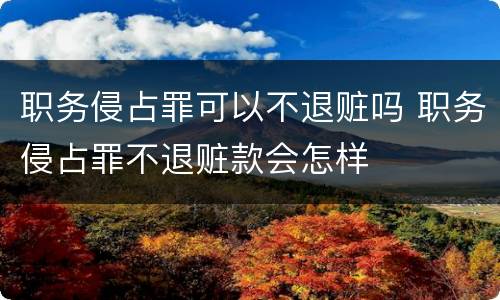 职务侵占罪可以不退赃吗 职务侵占罪不退赃款会怎样