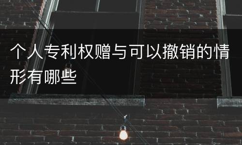 个人专利权赠与可以撤销的情形有哪些