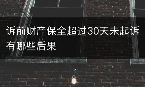 诉前财产保全超过30天未起诉有哪些后果