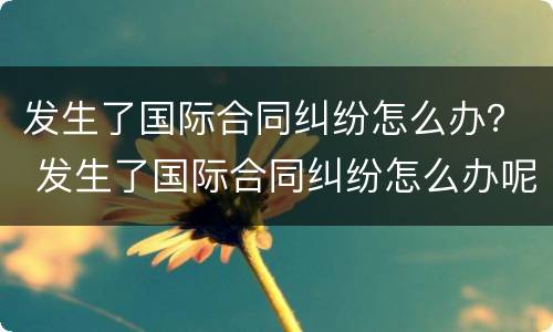 发生了国际合同纠纷怎么办？ 发生了国际合同纠纷怎么办呢
