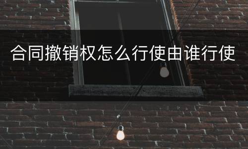 合同撤销权怎么行使由谁行使