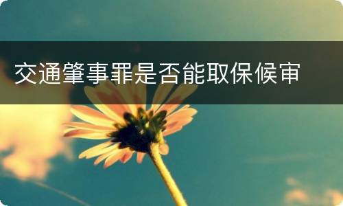 交通肇事罪是否能取保候审