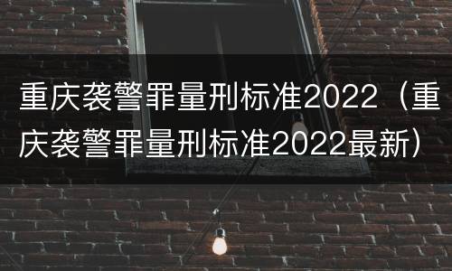 重庆袭警罪量刑标准2022（重庆袭警罪量刑标准2022最新）