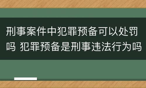 刑事案件中犯罪预备可以处罚吗 犯罪预备是刑事违法行为吗