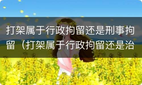 打架属于行政拘留还是刑事拘留（打架属于行政拘留还是治安拘留）