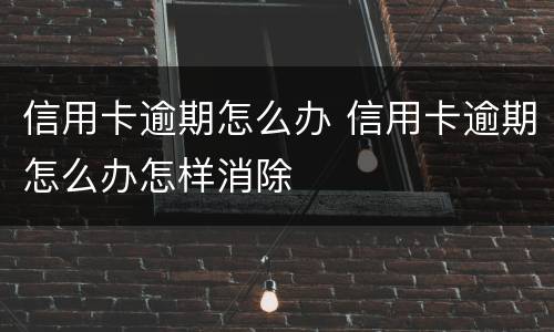 信用卡逾期怎么办 信用卡逾期怎么办怎样消除