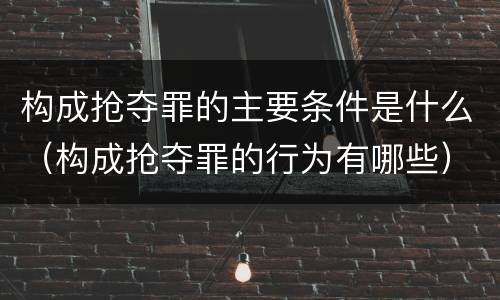 构成抢夺罪的主要条件是什么（构成抢夺罪的行为有哪些）