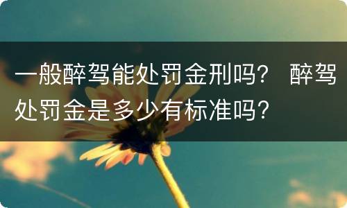 一般醉驾能处罚金刑吗？ 醉驾处罚金是多少有标准吗?