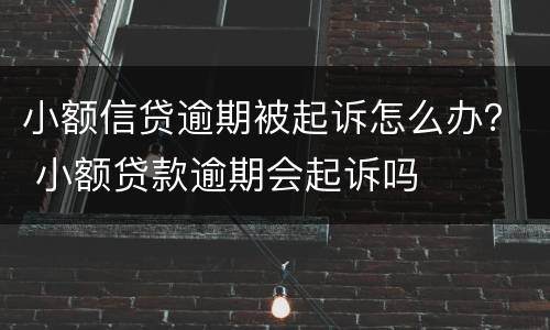 小额信贷逾期被起诉怎么办？ 小额贷款逾期会起诉吗