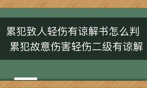 累犯致人轻伤有谅解书怎么判 累犯故意伤害轻伤二级有谅解书会怎么判