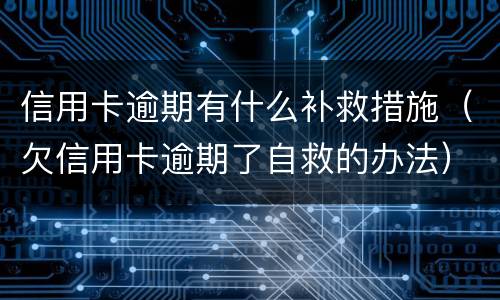 信用卡逾期有什么补救措施（欠信用卡逾期了自救的办法）