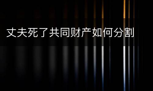 丈夫死了共同财产如何分割