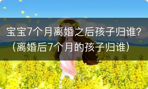 宝宝7个月离婚之后孩子归谁？（离婚后7个月的孩子归谁）