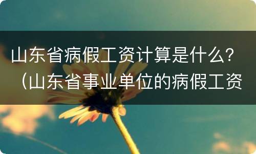 山东省病假工资计算是什么？（山东省事业单位的病假工资最新规定）