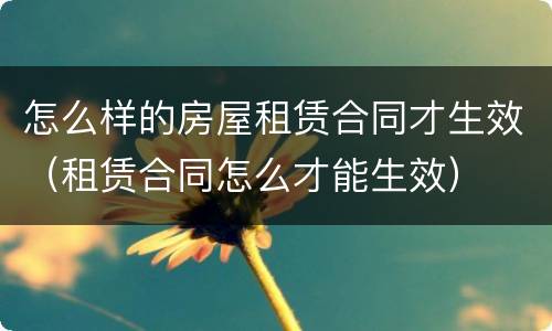 怎么样的房屋租赁合同才生效（租赁合同怎么才能生效）