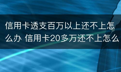 信用卡透支百万以上还不上怎么办 信用卡20多万还不上怎么办