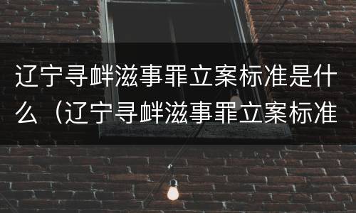 辽宁寻衅滋事罪立案标准是什么（辽宁寻衅滋事罪立案标准是什么样的）