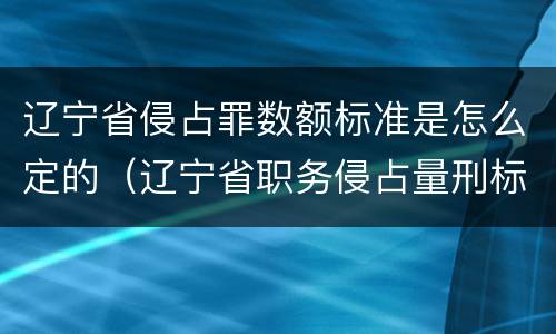 辽宁省侵占罪数额标准是怎么定的（辽宁省职务侵占量刑标准金额）