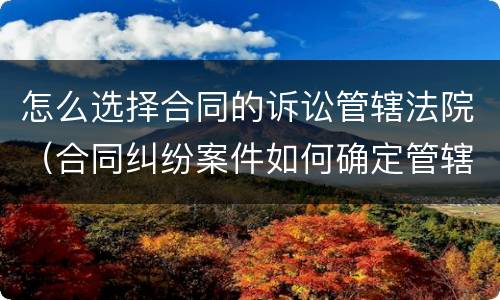 怎么选择合同的诉讼管辖法院（合同纠纷案件如何确定管辖法院）