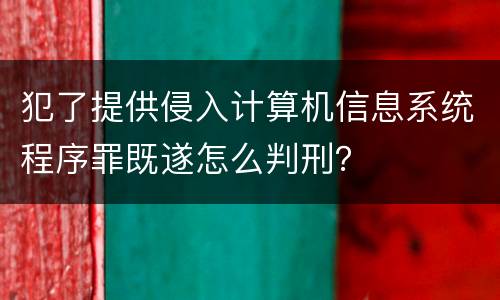犯了提供侵入计算机信息系统程序罪既遂怎么判刑？