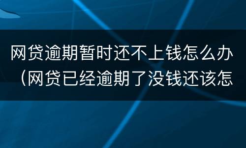 网贷逾期暂时还不上钱怎么办（网贷已经逾期了没钱还该怎么办）