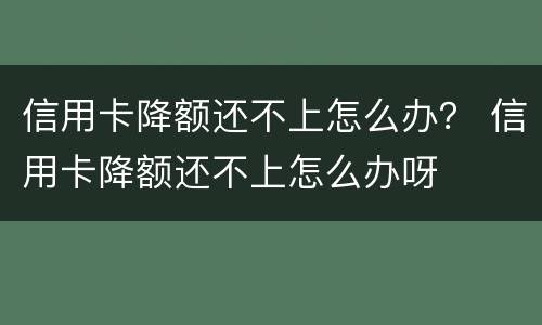 信用卡降额还不上怎么办？ 信用卡降额还不上怎么办呀