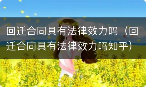 回迁合同具有法律效力吗（回迁合同具有法律效力吗知乎）