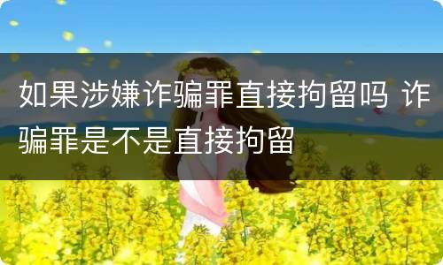 如果涉嫌诈骗罪直接拘留吗 诈骗罪是不是直接拘留