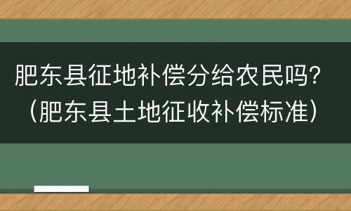 肥东县征地补偿分给农民吗？（肥东县土地征收补偿标准）