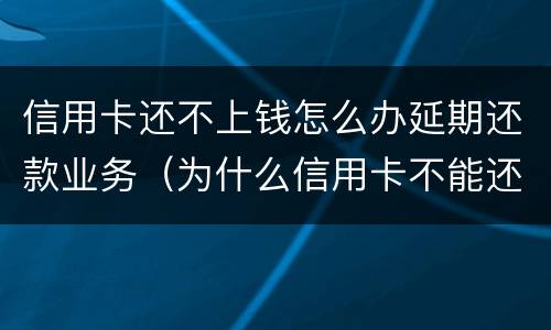 信用卡还不上钱怎么办延期还款业务（为什么信用卡不能还款了）