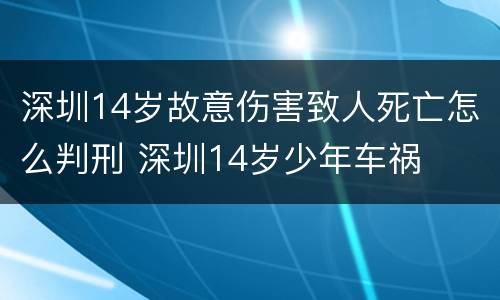 深圳14岁故意伤害致人死亡怎么判刑 深圳14岁少年车祸
