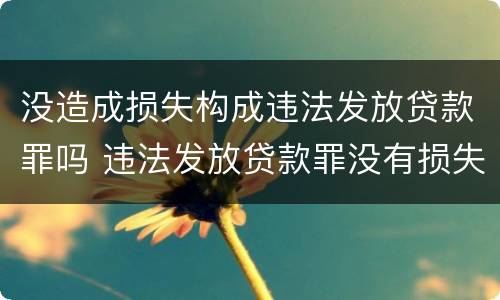 没造成损失构成违法发放贷款罪吗 违法发放贷款罪没有损失会判刑吗
