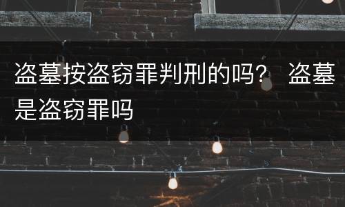 盗墓按盗窃罪判刑的吗？ 盗墓是盗窃罪吗