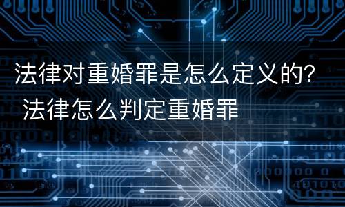 法律对重婚罪是怎么定义的？ 法律怎么判定重婚罪