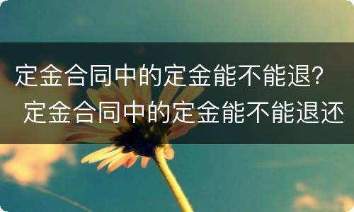 定金合同中的定金能不能退？ 定金合同中的定金能不能退还