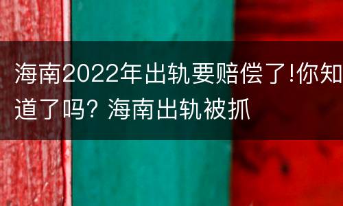 海南2022年出轨要赔偿了!你知道了吗? 海南出轨被抓
