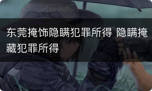 东莞掩饰隐瞒犯罪所得 隐瞒掩藏犯罪所得