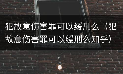 犯故意伤害罪可以缓刑么（犯故意伤害罪可以缓刑么知乎）