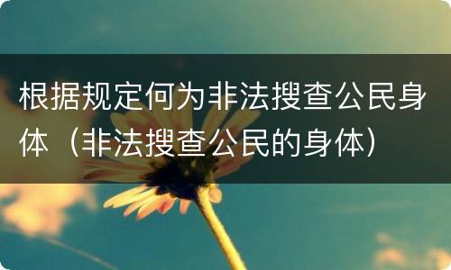 根据规定何为非法搜查公民身体（非法搜查公民的身体）