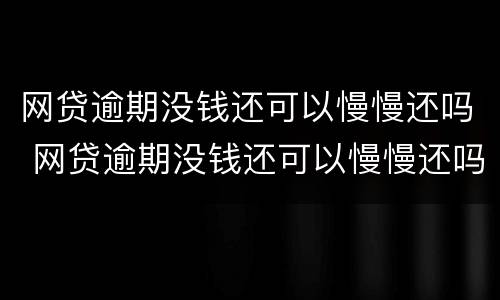 网贷逾期没钱还可以慢慢还吗 网贷逾期没钱还可以慢慢还吗贴吧