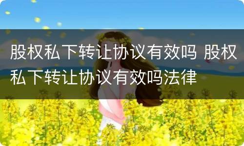 股权私下转让协议有效吗 股权私下转让协议有效吗法律