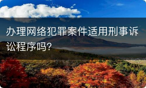 办理网络犯罪案件适用刑事诉讼程序吗？