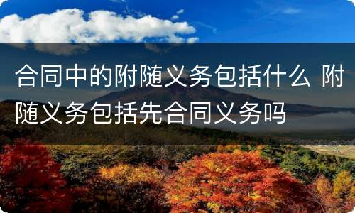 合同中的附随义务包括什么 附随义务包括先合同义务吗