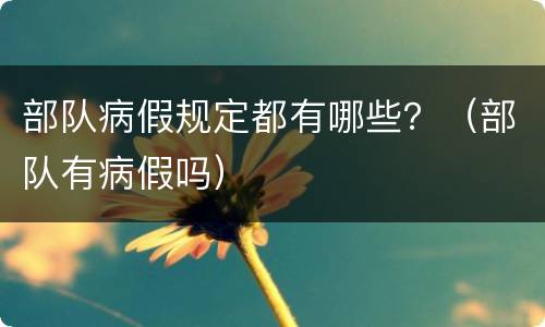 部队病假规定都有哪些？（部队有病假吗）
