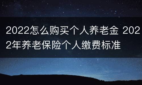 2022怎么购买个人养老金 2022年养老保险个人缴费标准
