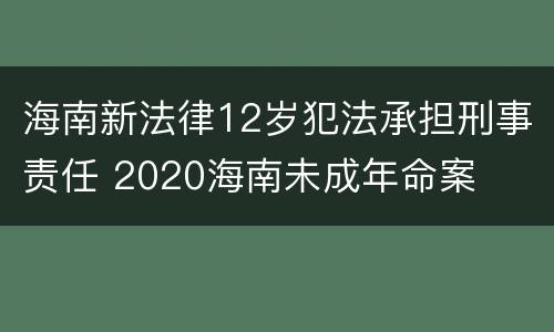 海南新法律12岁犯法承担刑事责任 2020海南未成年命案