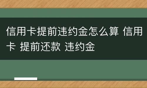 信用卡提前违约金怎么算 信用卡 提前还款 违约金