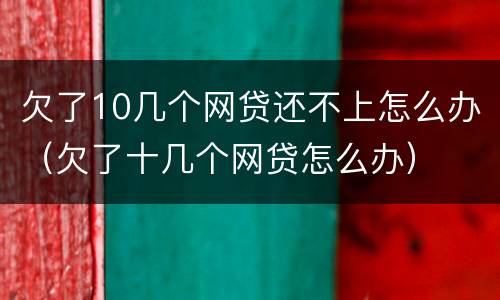 欠了10几个网贷还不上怎么办（欠了十几个网贷怎么办）